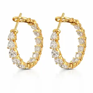 10K Yellow Gold Heart-Shape Diamond Hoop Earrings – 2.26 CT Lab-Grown Diamonds