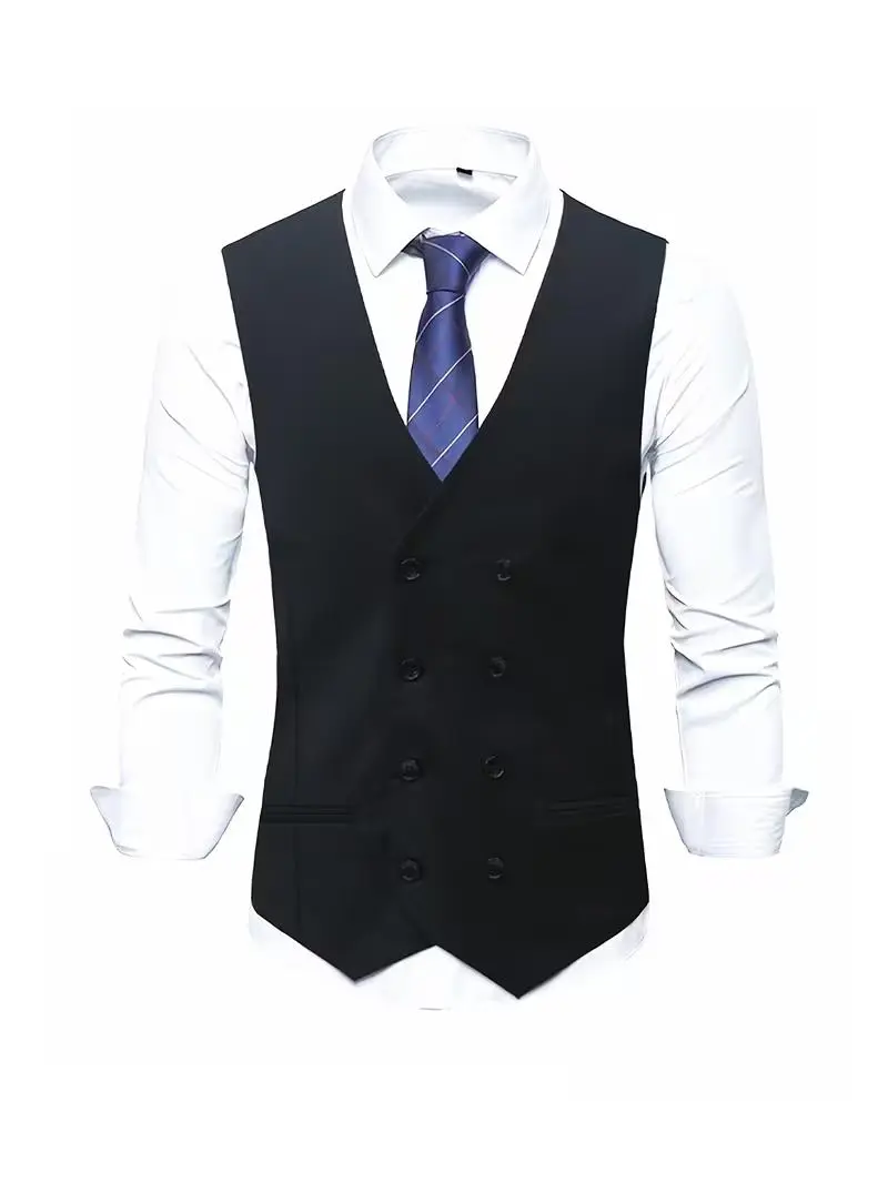 Men’s 3-Piece Lightweight Polyester Plain Suit Set - Jacket, Vest, Pants with Uncut Pockets for Spring, Fall Menswear Formal Wear Workwear for Timeless Urban Gentlemen, Dry Clean