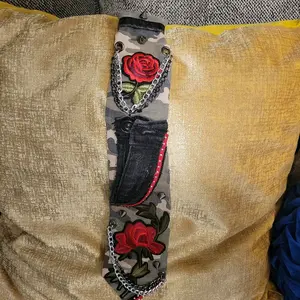 Camo Tie with Red Roses - Stylish Camouflage Design and Vibrant Red Floral Accents for Unique Fashion Statements