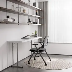 VINGLI 6 FT Narrow Folding Table,Premium Quality HDPE Material and Sturdy Metal Frame, Perfect for Buffet, Seminar, Party, Training, Home Work, White/Black