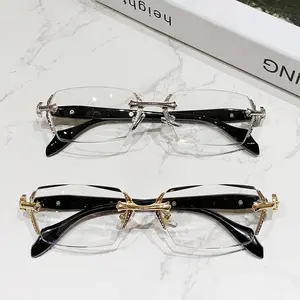 Rimless Anti-Blue Light Reading Glasses with Diamond Cut Edge - Fashionable Presbyopic Eyewear for Women & Men, Anti-Fatigue Design for Screen Time & Daily Reading Comfort