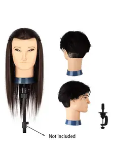 Realistic Male Mannequin Head with Thick Synthetic Hair, Unisex Hairstyling Training Doll Head for Barbers, Salons, Durable & Easy Maintenance