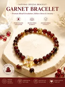 Fashion Natural Crystal Bracelet, Garnet Stone, Promotes Blood Circulation, Reduces Stress, Anti-Anxiety, Wedding Jewelry