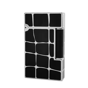 DUPONT 1:1 Original checkered black lacquer Metallic refillable lighter (NO FUEL) Silver Gift boyfriend Box gift bf