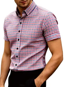Men's Fashion Plaid Short Sleeve Shirt, Casual Summer Top, Versatile for Outdoor, Dating, Office Wear, Trendy and Stylish, Menswear