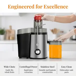 Juice extractor machine with three speed settings, suitable for various fruits and vegetables. Easy-to-clean kitchen appliance: vegetable slicer juicer, fruit and vegetable chopper—a small kitchen gadget.