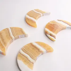 Orange Calcite Triple Moon Bowls & Moon on Base