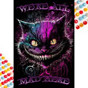 5D DIY Full Drill Round Diamond Painting - Diamond Painting Kit Cat, Smiley Face Mosaic Canvas DIY Wall Art, Home Wall Decoration, Suitable for Birthday and Anniversary Gifts, Diamond Art Tools