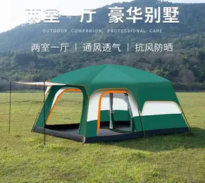 Extra Large 4-6 Person Family Camping Tent – 2 Room Cabin Design, Straight Walls, 2 Doors & 3 Mesh Windows, Waterproof Oxford Polyester, Double Layer, Ideal for Camping, Hiking, Picnics & Family Gatherings