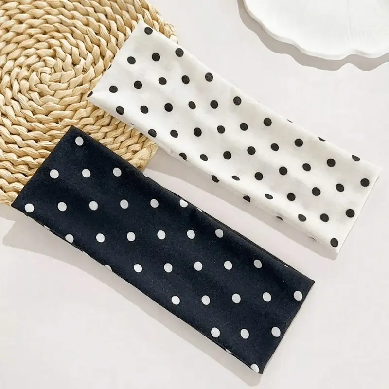2-Pack Polka Dot Sports Headbands, Moisture-Wicking Sweat Wicking Headband for Daily Use, Yoga, Outdoor Activities, Athletic Headbands, Women's Hair Accessories