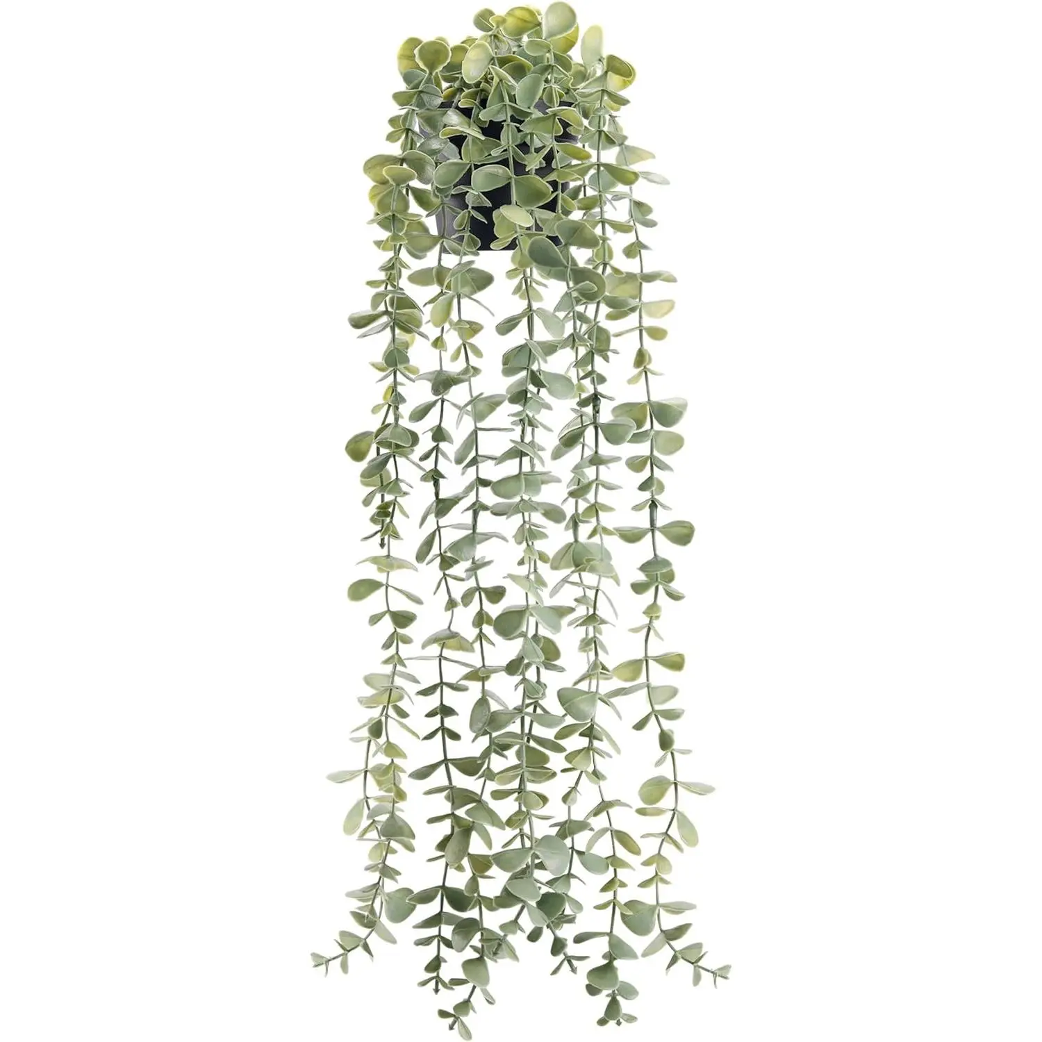 Der Rose 1-Pack Hanging Plastic Eucalyptus Leaf Artificial Plant - Decorative Potted Farmhouse Accent with Photorealism for Modern Boho Indoor Spaces, Kitchen, Bathroom, Office Desk Display, Anniversary Gift