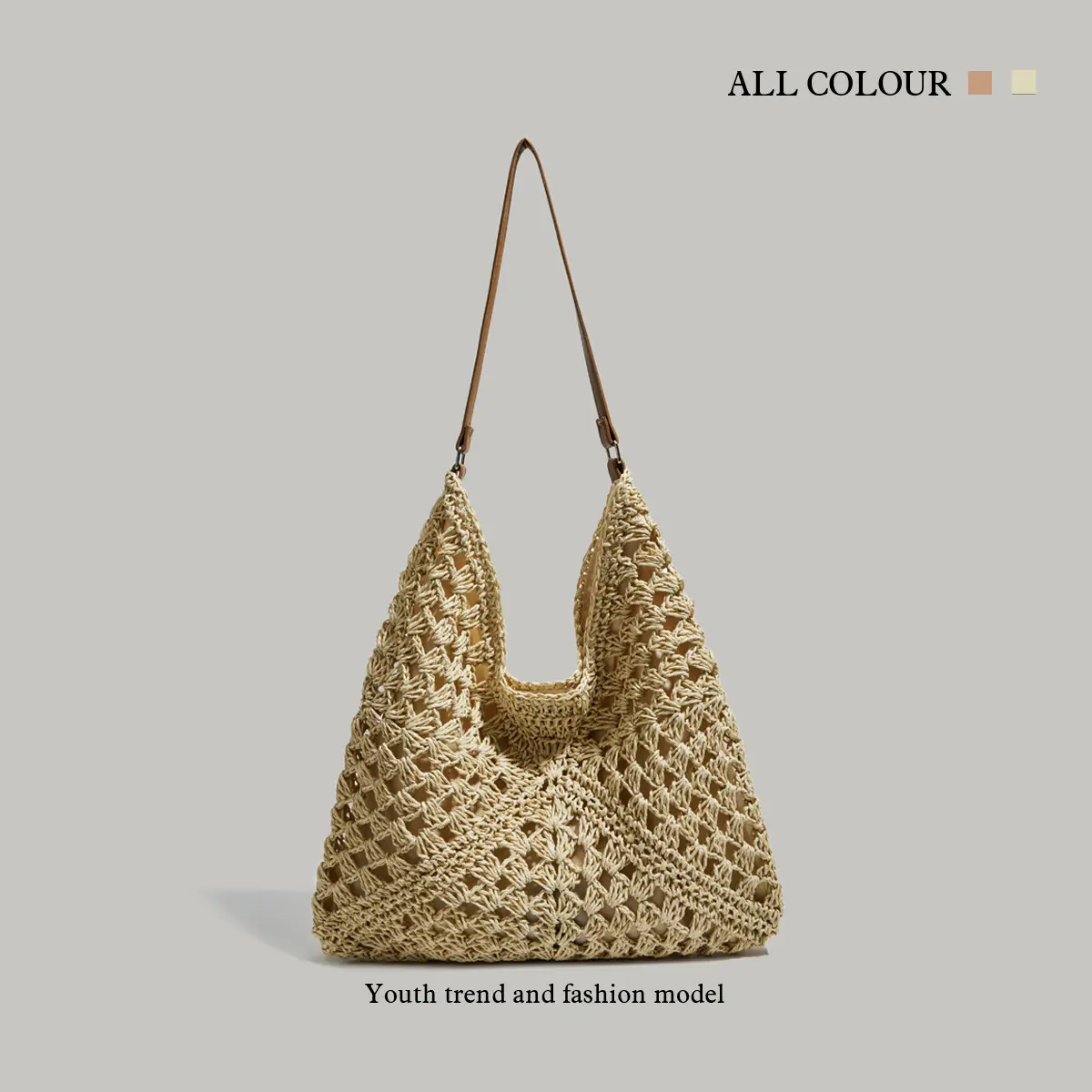 Woven Straw Shoulder Bag for Women, Minimalist Triangular Underarm Purse with Magnetic Snap, Soft Construction for Daily Commuting, Fashionable Straw Bag, Elegant Commuter Bag