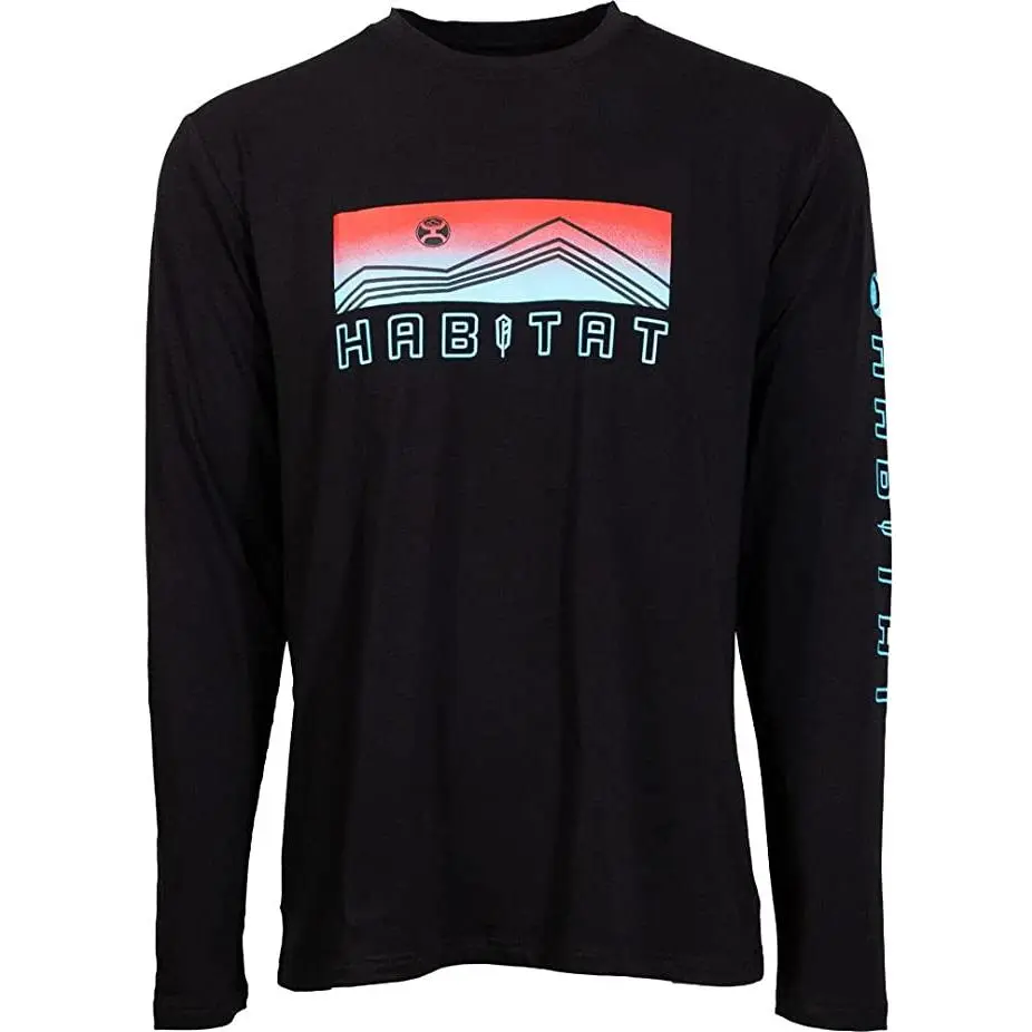 Dusk Habitat Long Sleeve Bamboo Shirt In Black  HT1620BK