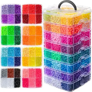 10,000PCS Pony Beads Bulk, 48 Colors 6x9mm Plastic Kandi Beads for DIY Bracelet Making Hair Braiding Kandi  Key Chains Crafts Gifts (5.73LB, Shockproof Packaging)