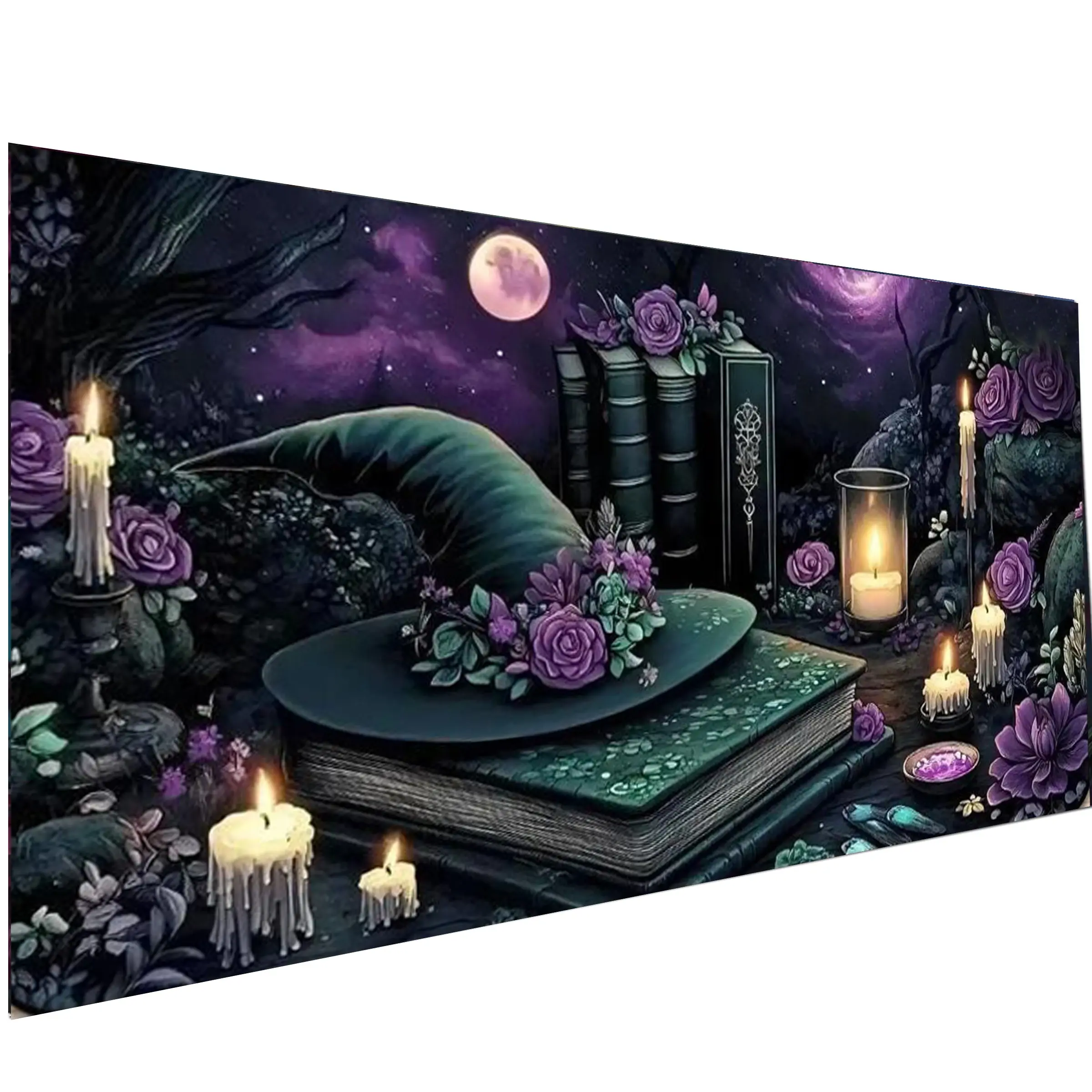 Witchy Fantasy Gothic Floral Diamonds Kit, 5D DIY Large Size Round Drill Diamond Painting for Adults, Beginner-Friendly Gems for Home Decoration