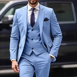 Slim Fit Men Suits  Groom Formal Business Male Blazer Set Peak Lapel Party Wedding Fashionable suits (Jacket+Vest+Pants)
