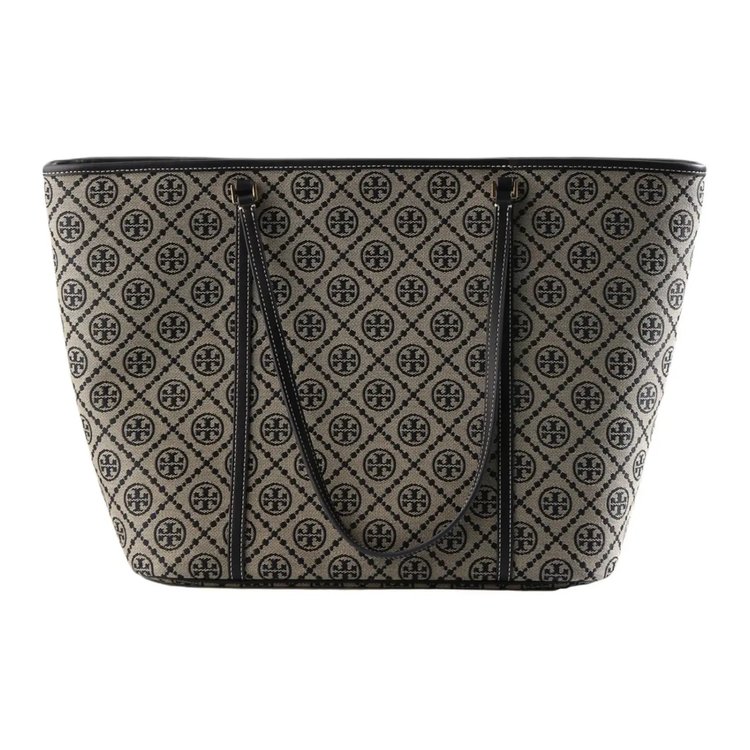 Women's Tory Burch T Monogram Logo Functional Tote Bag - Minimalist Design, Navy Blue Cotton, Women's Shoulder Bag