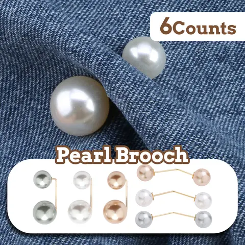 6 Counts Fashion Pearl Brooch - Versatile Accessory for Dresses, Hats & Special Occasions