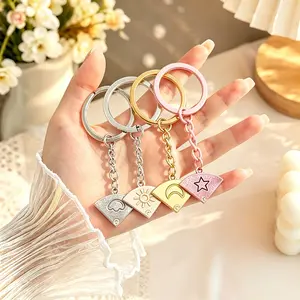 4PCs Sun Moon Star Cloud Puzzle  Keychain Long Distance Friendship Gifts for Best Friend Keychain for 4 Friendship Keychain for Sister Friends Bestie Birthday Gifts