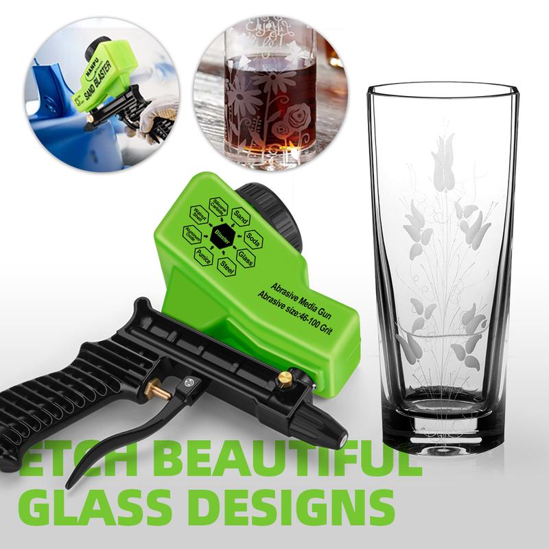 NANPU Air Sand Blaster Gun with Gravity Feed - Ceramic Nozzle, Metal Body | for Paint, Rust Removal, and Glass Etching | Versatile for Aluminum, Sand, Walnut Shells, and Soda Blasting Applications…