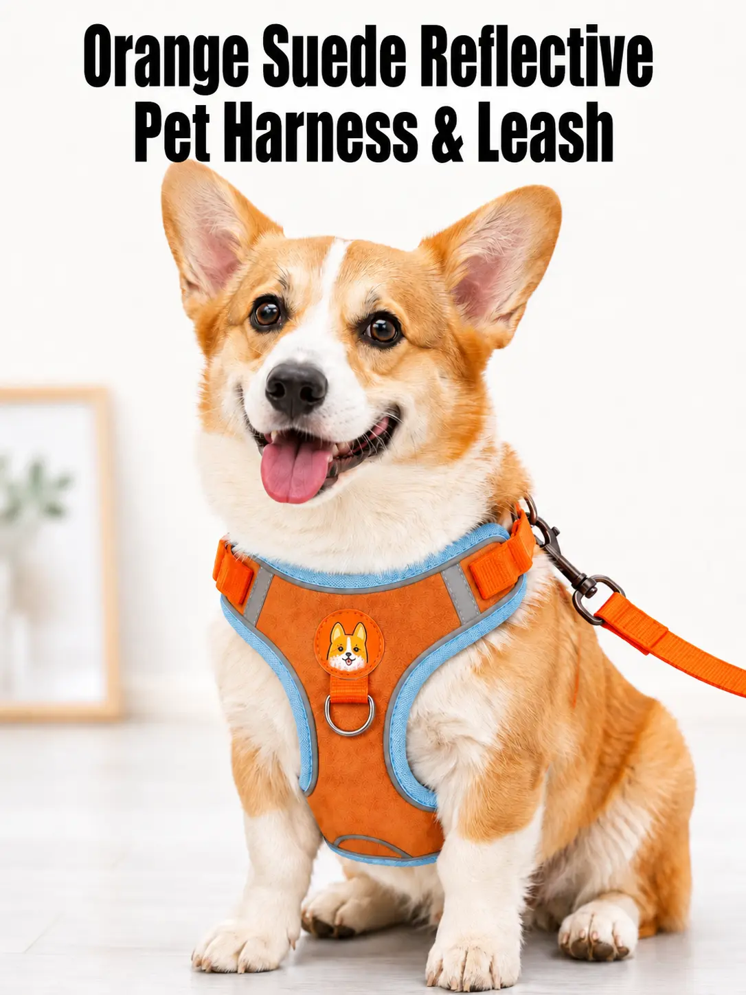 No Pull Dog Harness Set for Small Dogs | Soft Suede Reflective & Breathable Walking Vest with 1.5M Leash