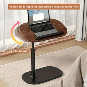 Adjustable Folding Side Table|  C-Frame Structure,20.47- 29.92inch Height Range, Mixed Wood Metal,360 Degree Rotating Desktop,Multifunctional Indoor and Outdoor Use Laptop Table, Modern Accent Tables