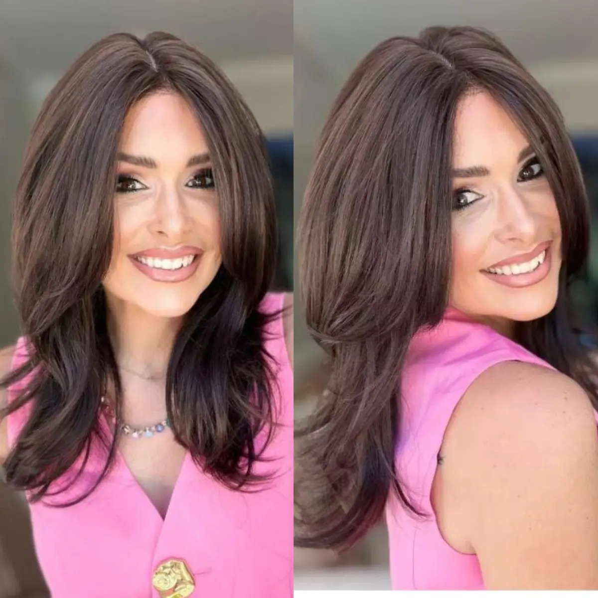 [Style Icon] HD Lace Front Synthetic Wigs with Curtain Bangs Pre Plucked 20 Inch Long Wigs for Women Natural Hairline and Tiny Knots Wigs