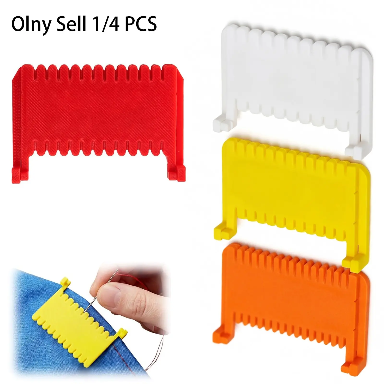 1/4 PCS Clip-On Sewing Ruler, Stitch Guide for Hand Sewing with Quilting Supplies, Sewing Tools, Hand Edge Stitch Lock and Sewing Gauge for Even Stitches, for Patchwork, Mending, and Embroidery, Sewing Supplies Crafts