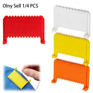 1/4 PCS Clip-On Sewing Ruler, Stitch Guide for Hand Sewing with Quilting Supplies, Sewing Tools, Hand Edge Stitch Lock and Sewing Gauge for Even Stitches, for Patchwork, Mending, and Embroidery