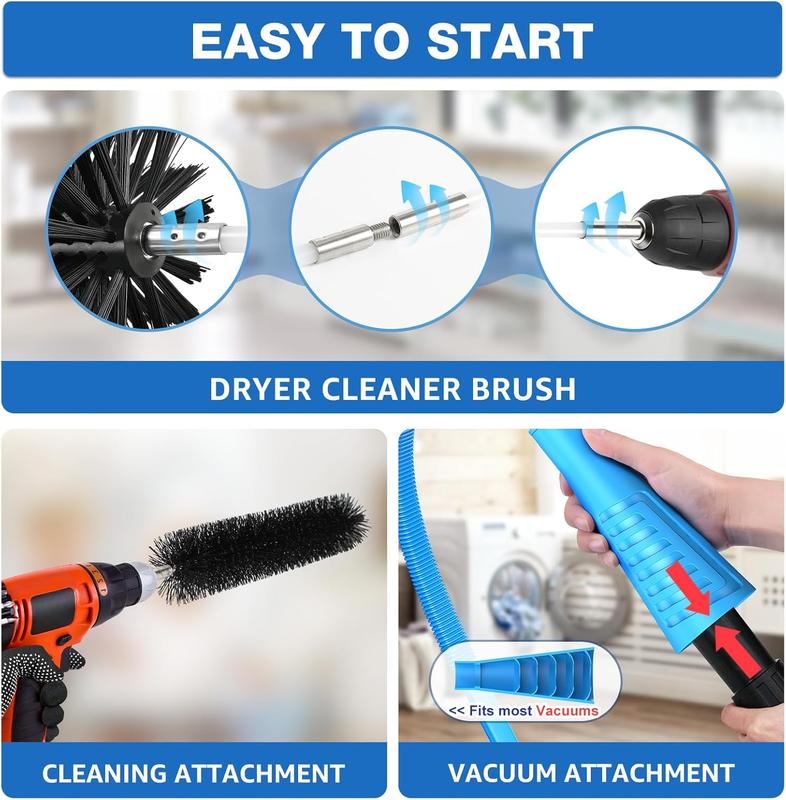 22- Dryer Vent Cleaner Kit with 32  of Synthetic Brush, 23 Nylon Rods, and Universal Drill Bit for Complete Cleaning