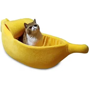· Cute Banana Cat Bed House Extra Large Size, Christmas Soft Cat Cuddle Bed, Lovely Pet Supplies for Cats Kittens Rabbit Small Dogs, Yellow