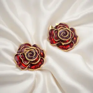 Button cover alloy rose rhinestone shirt cuff button cover flower collar button clip cover
