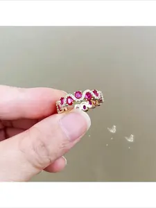 Luxury High End Fashion Colorful Open Ring With Ruby Synthetic Spinel Zircon Alexandrite Versatile Designer Statement Ring For Women Daily Dating Party Jewelry Gift