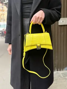 Pre-owned Balenciaga croc Shoulder Bags Small Yellow Hourglass 2Way