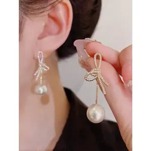 Elegant Detachable Pearl & Crystal Earrings, Gold-Tone Statement Studs, Ideal for Date Nights, Bridesmaid Events, Weddings, Formal Occasions