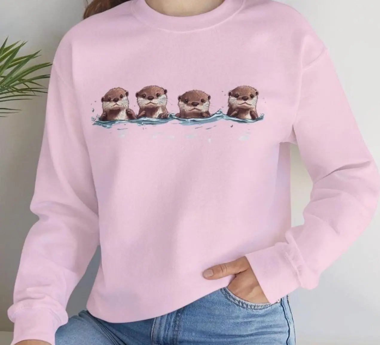 Cute Otter Sweatshirt, Trending Sweatshirt, Fun-Loving Gift, River Otter, Sea Otter, Whimsical Design Otter Present Otter Gift Shirt WVF