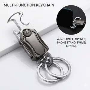 1pc Multi-function Spinner Keychain, 4-in-1 with knife, bottle opener, phone stand, swivel key rings for daily outdoor household use