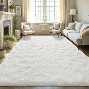 White living room rug; large, solid-color plush rug; soft, comfortable, slip-resistant, and durable; machine washable; suitable for bedrooms, living rooms, kitchens, dining rooms, entryway mats, and home decor