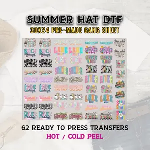 Summer Hat DTF Gang Sheet, Summer Transfer, Trucker Hat Patch, Beach DTF Transfer Ready For Press, Lake DTF Print, River Hat Dtf Transfers