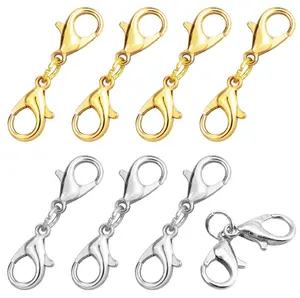 8 Pcs Double Lobster Clasp Extender Gold Silver Lobster Claw Clasps Bracelet Extender Clasp 1 Inch Necklace Extension Jewelry Clasps and Closures