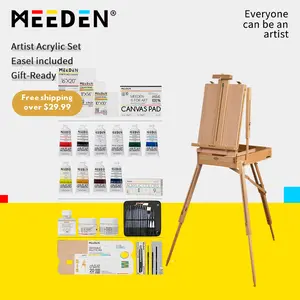 MEEDEN Art Set with French Easel, Premium Acrylic Painting Kit with Paintbrushes, Canvas, Drawing Starter-Prime Art Series springtok