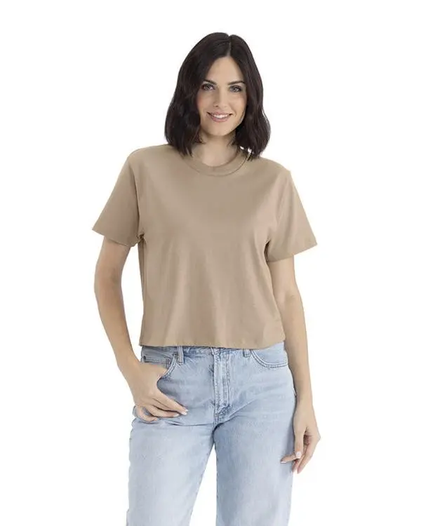 NEXT LEVEL 7610 Women's Boxy T-shirt, High Waist Round Neck Top in Heavyweight Combed Cotton for Casual Wear, Tshirt, Apparel, Basic, Shortsleeve, Bottom, Straight, Comfortable, Fabric, Fitted, Boxy Tee, Soft