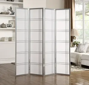 4-Panel Room Divider Screen, Silver