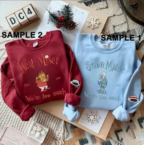 Miser Brothers Christmas Embroidered Sweatshirt, Heat and Snow Miser, Matching Couples, Matching Christmas Sweaters, Special Christmas Gift.