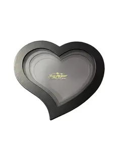Cajas de Corazon Para Arreglos Color Negro Con Tapa Tranparente