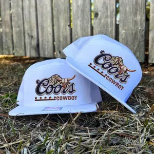 Coors Cowboy Trucker Hat, Old School Black, White, Khahi/ Brown 7 Panel Trucker Hats, Fitted Unisex Baseball Cap Basic Casual