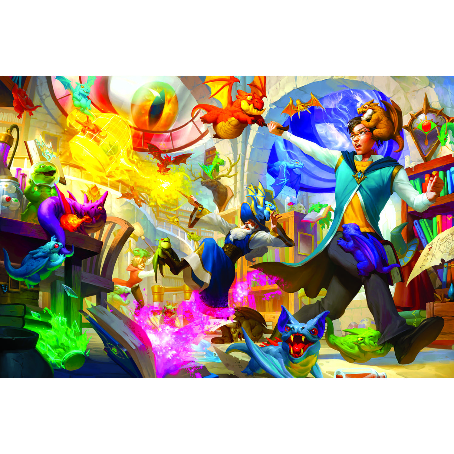 1000-Piece Dragon Daycare Magic Wizard Puzzle Game, Creative Art Puzzle Gift for Adults, Family-Focused Toys & Hobbies Board Game, Art Puzzles Gift