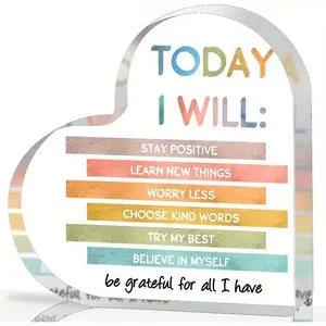 Inspirational Heart Acrylic Sign - Positive Psychology Decor for Counseling Offices, School Counselor Gifts, Mental Health Awareness Gifts, Uplifting Affirmations for Therapy Office and Students