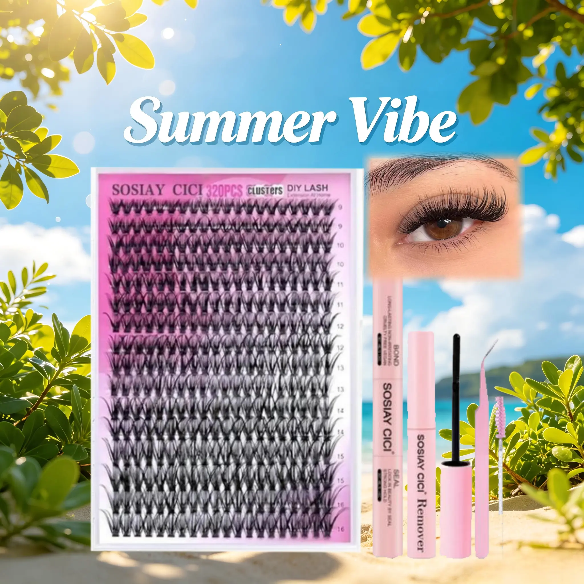DIY Lash Extension Kit 320pcs Lash Clusters Eyelash Extension Kit with Lash Bond & Seal, Lash Remover, Lash Tweezers, 9-16MM Wispy Lash Clusters Kit D Curl Individual Lashes Kit Eyelash Clusters - 40D(320PCS)/ 80+100D(280PCS)