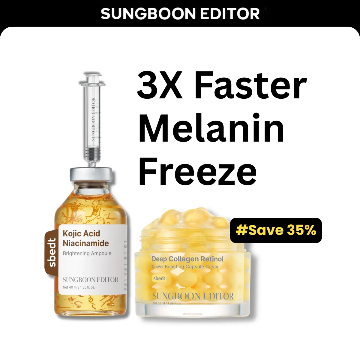 [SAVE 35%] Melanin-freeze Duo | Kojic Ampoule & Collagen Retinol Cream